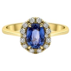 1.20ct Blue Sapphire Engagement Diamond Ring