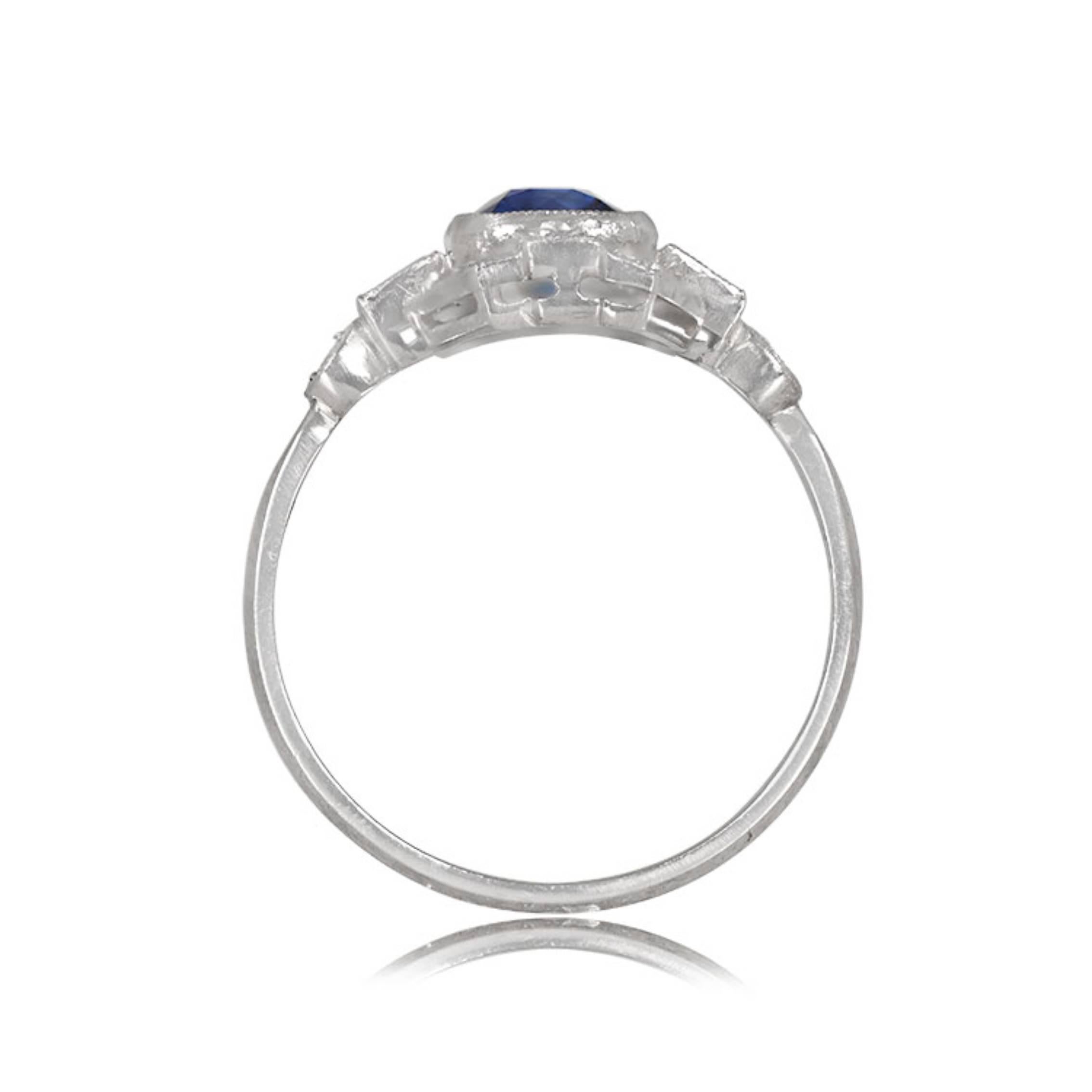 1.20ct Cushion Cut Natural Sapphire Cocktail Ring, Platinum  In Excellent Condition For Sale In New York, NY