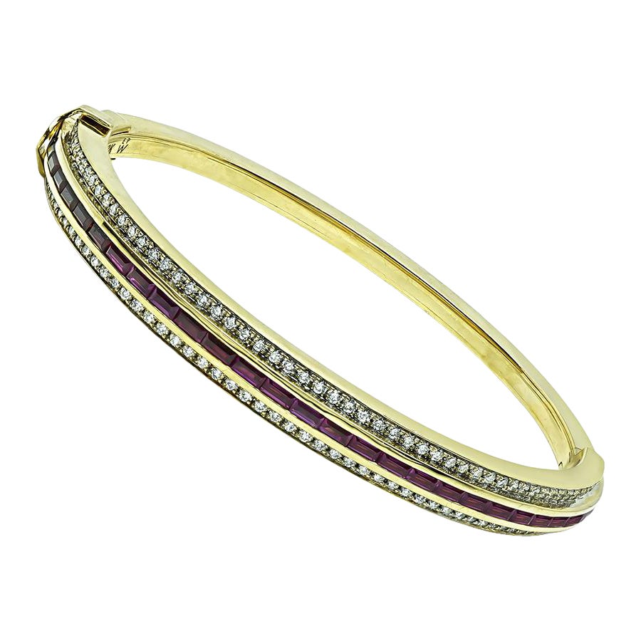 Bracelet en or avec 1,20ct de diamant et 1,20ct de rubis