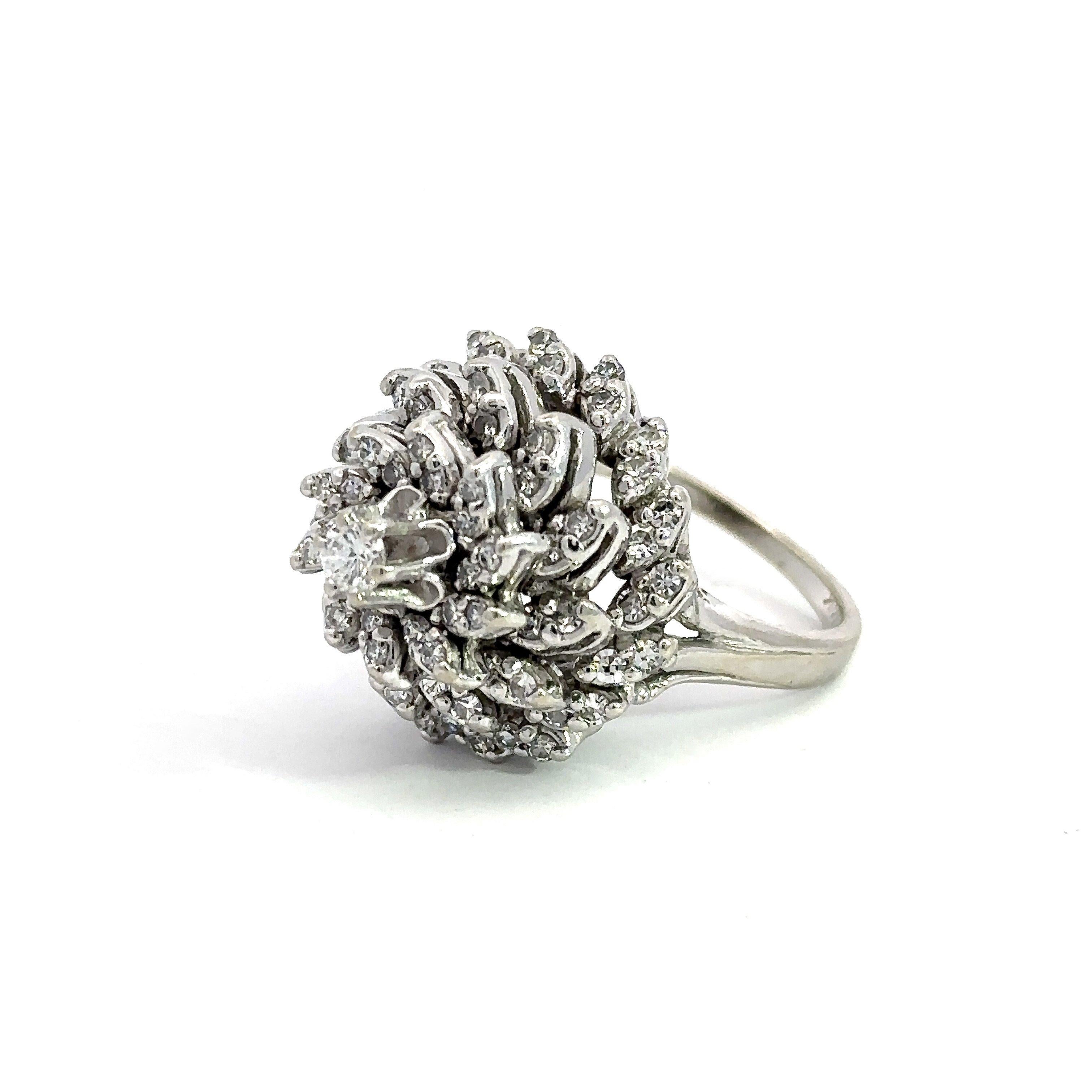 1,20CT Diamant 14K Gold Vintage Cocktail-Ring mit Diamant im Angebot 5