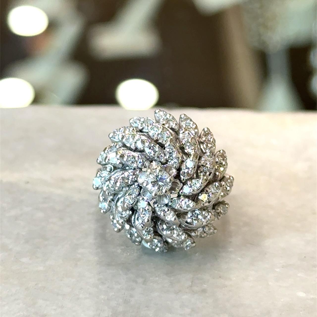1,20CT Diamant 14K Gold Vintage Cocktail-Ring mit Diamant im Angebot 1