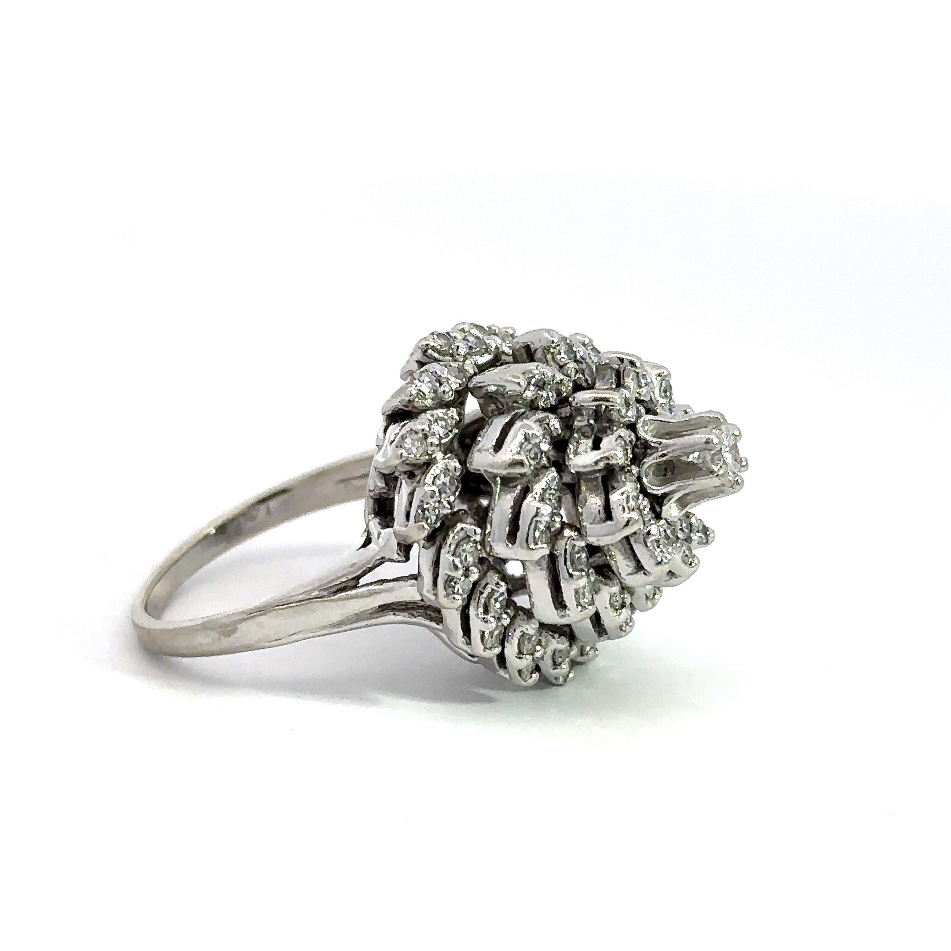 1,20CT Diamant 14K Gold Vintage Cocktail-Ring mit Diamant im Angebot 4