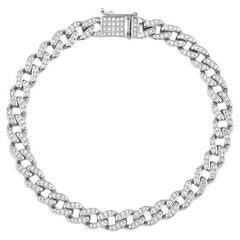 Pulsera de cadena cubana con diamantes de 1,20 ct