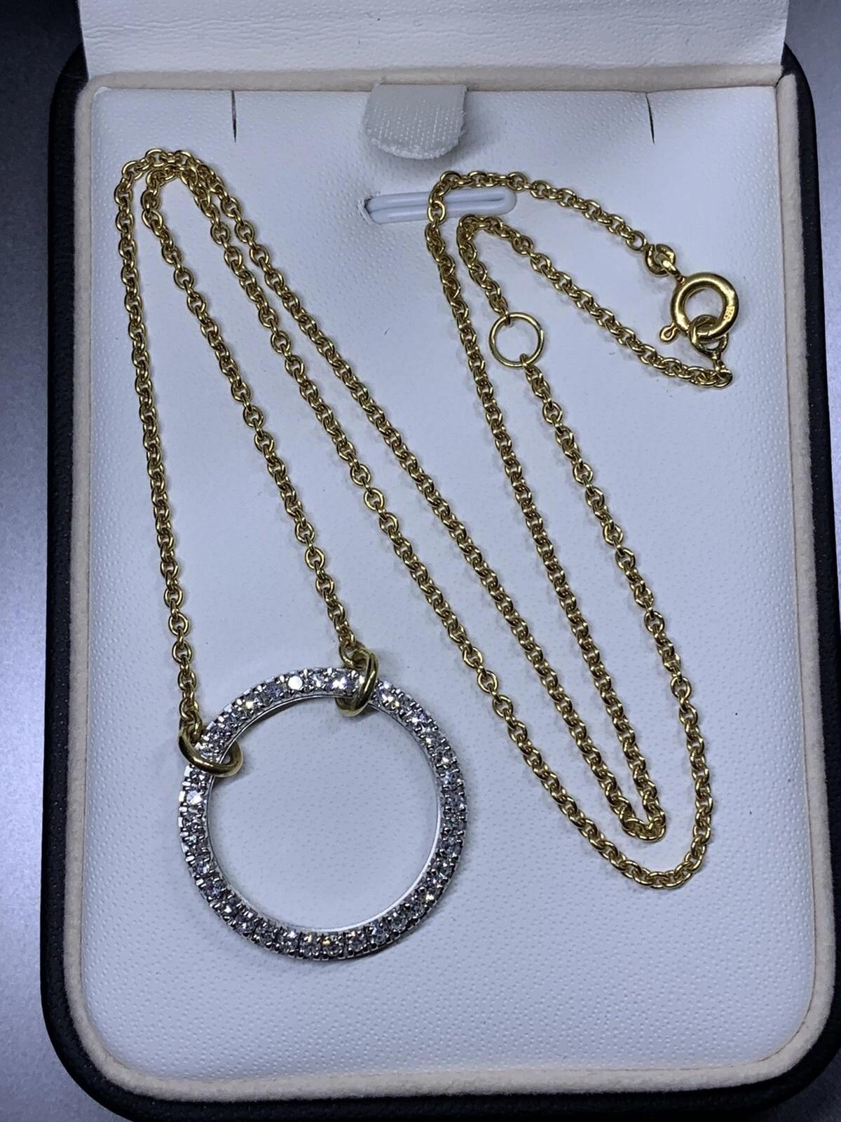 Collana con ciondolo a forma di cerchio per l'eternità di 1,20 carati con diamante grande e grosso in 18c in vendita 1