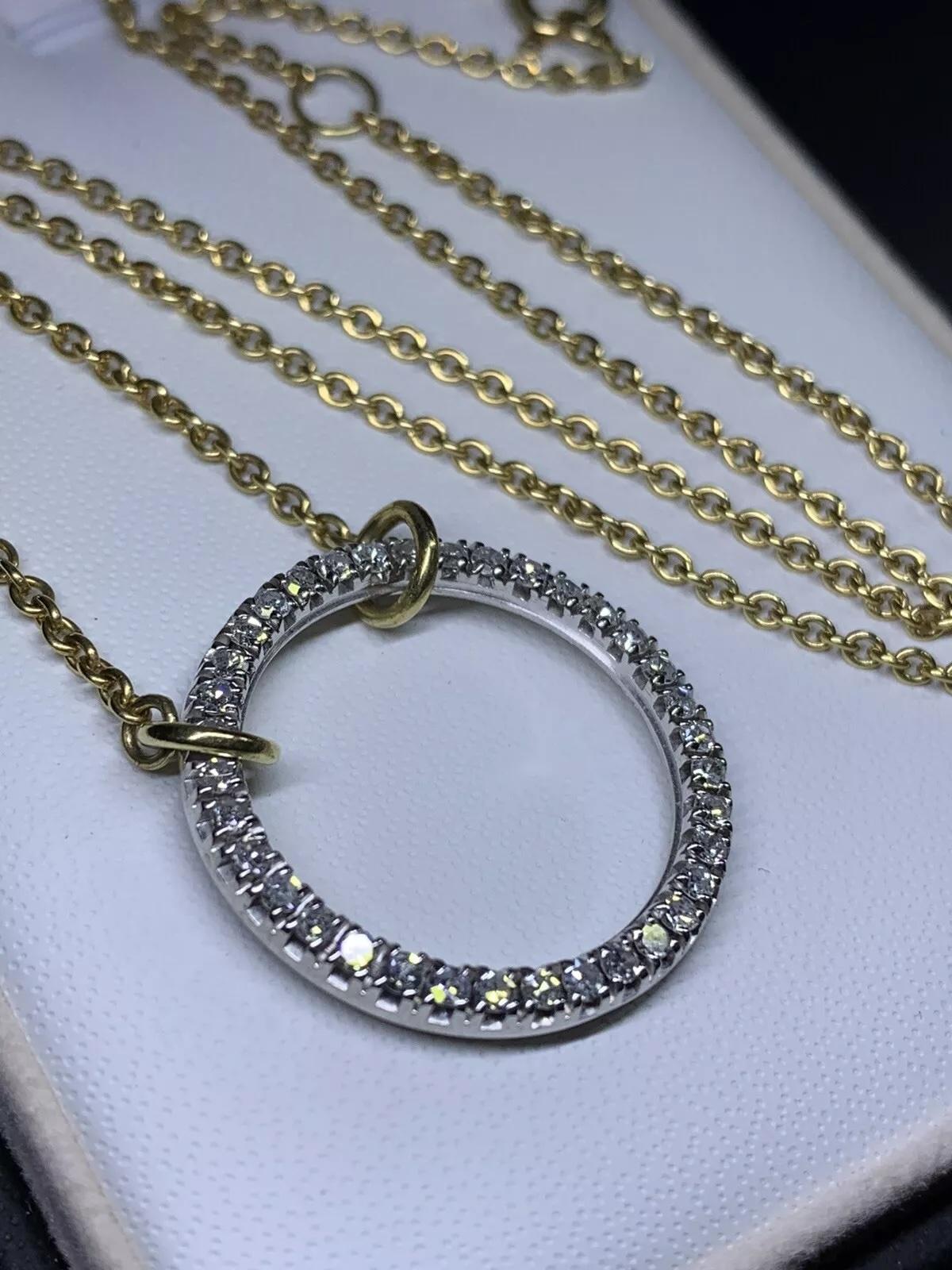 Collana con ciondolo a forma di cerchio per l'eternità di 1,20 carati con diamante grande e grosso in 18c in vendita 2