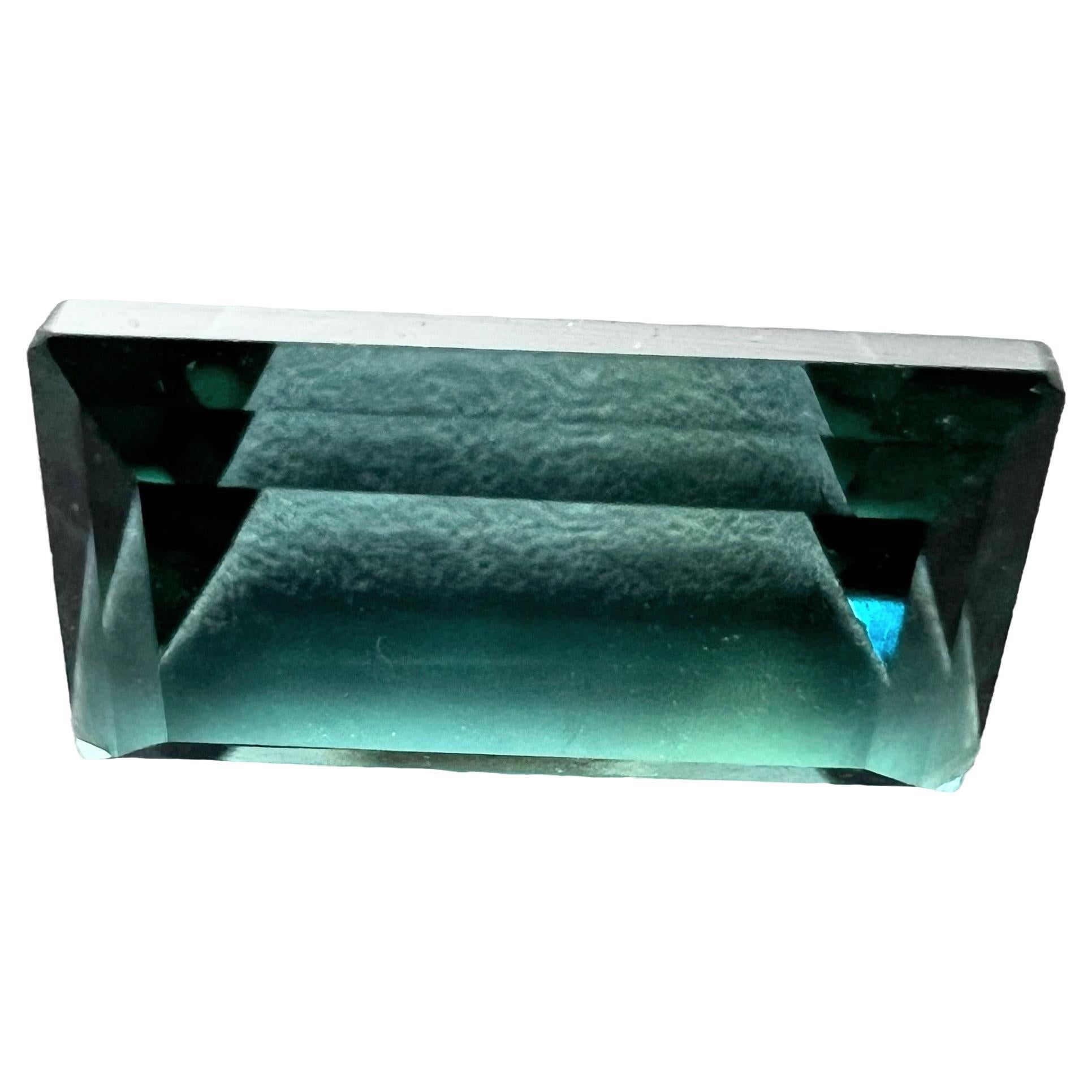 Modern 1.20ct Emerald Cut BLUE INDICOLITE TOURMALINE Gemstone NO RESERVE For Sale
