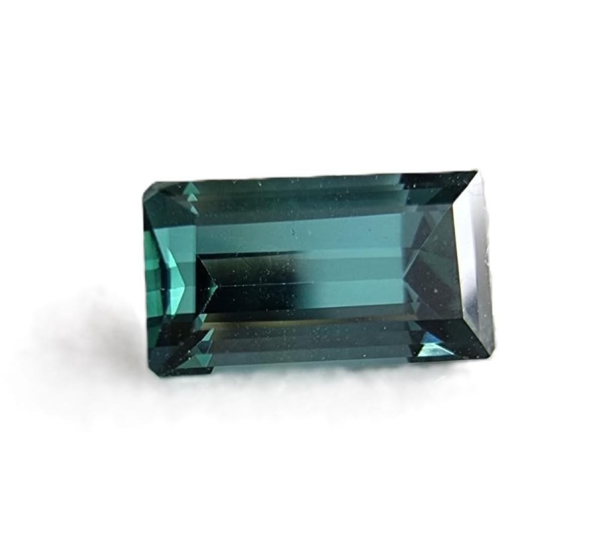 1.20ct Emerald Cut BLUE INDICOLITE TOURMALINE Gemstone NO RESERVE In New Condition For Sale In Sheridan, WY
