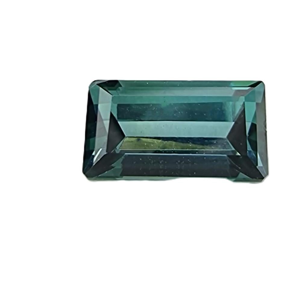 Women's or Men's 1.20ct Emerald Cut BLUE INDICOLITE TOURMALINE Gemstone NO RESERVE For Sale