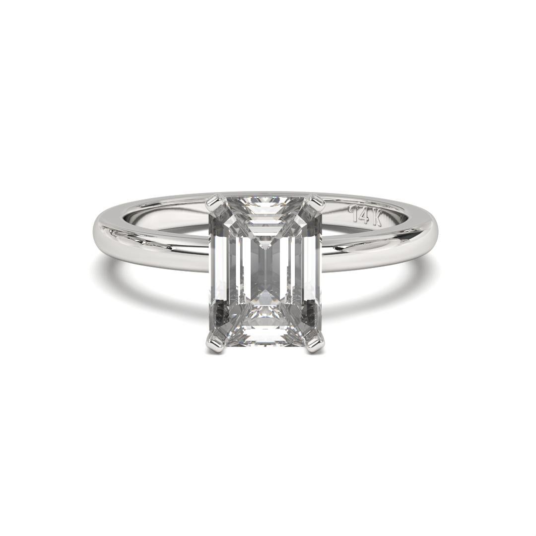 1.20CT Emerald Cut Solitaire GH Color I1 Clarity Natural Diamond Wedding Ring For Sale 4