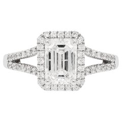 Used 1.20ct H SI2 Emerald Cut Diamond 18 Carat White Gold Engagement Ring
