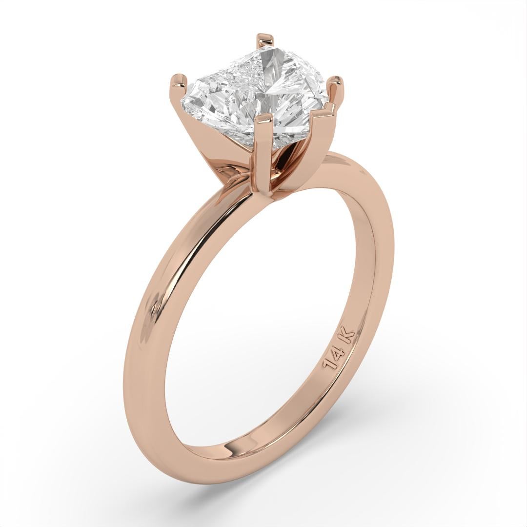 Women's 1.20CT Heart Cut Solitaire GH Color SI Clarity Natural Diamond Wedding Ring For Sale
