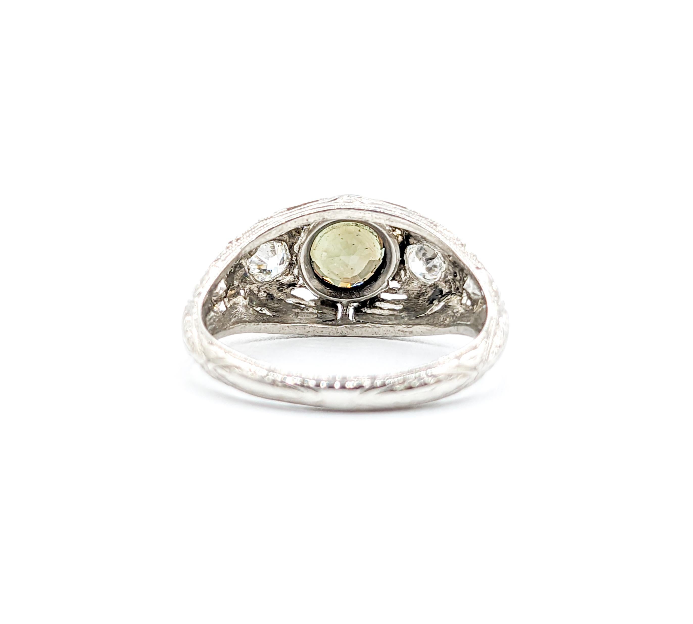 1.20ct Natural Alexandrite & Diamond Art Deco Platinum Ring For Sale 4