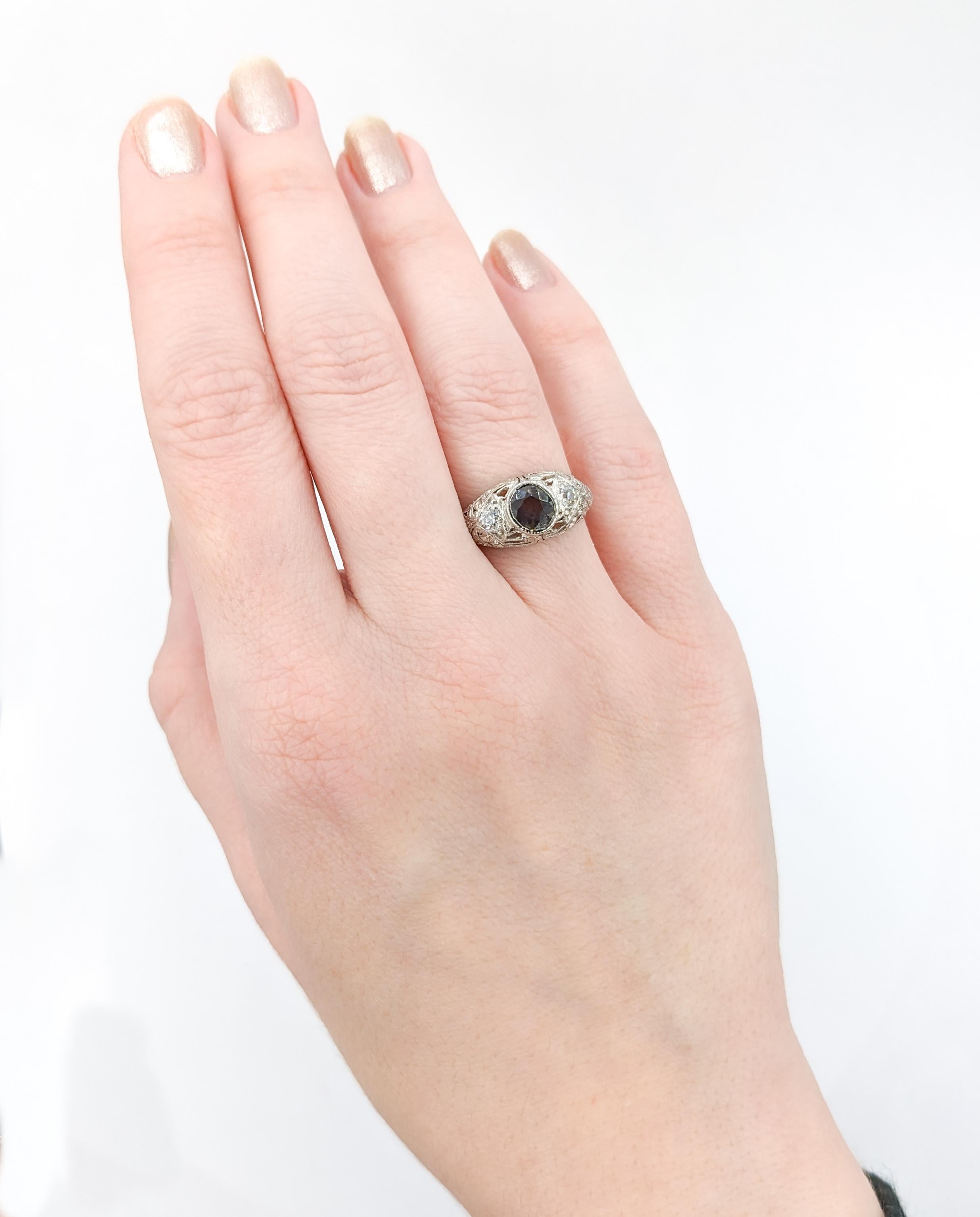 1,20 Karat natürlicher Alexandrit & Diamant Art Deco Platin Ring (Art déco) im Angebot