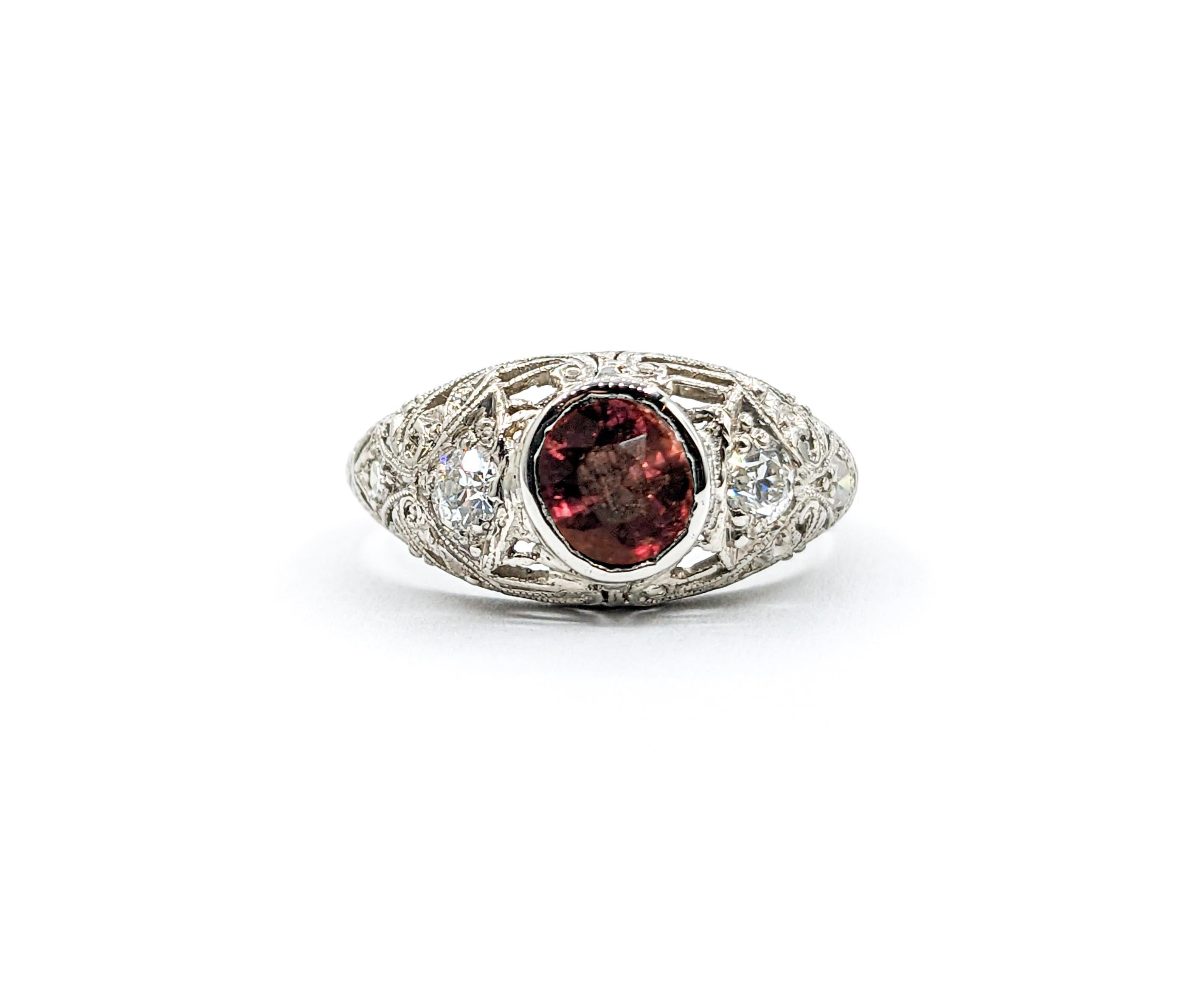Women's 1.20ct Natural Alexandrite & Diamond Art Deco Platinum Ring For Sale