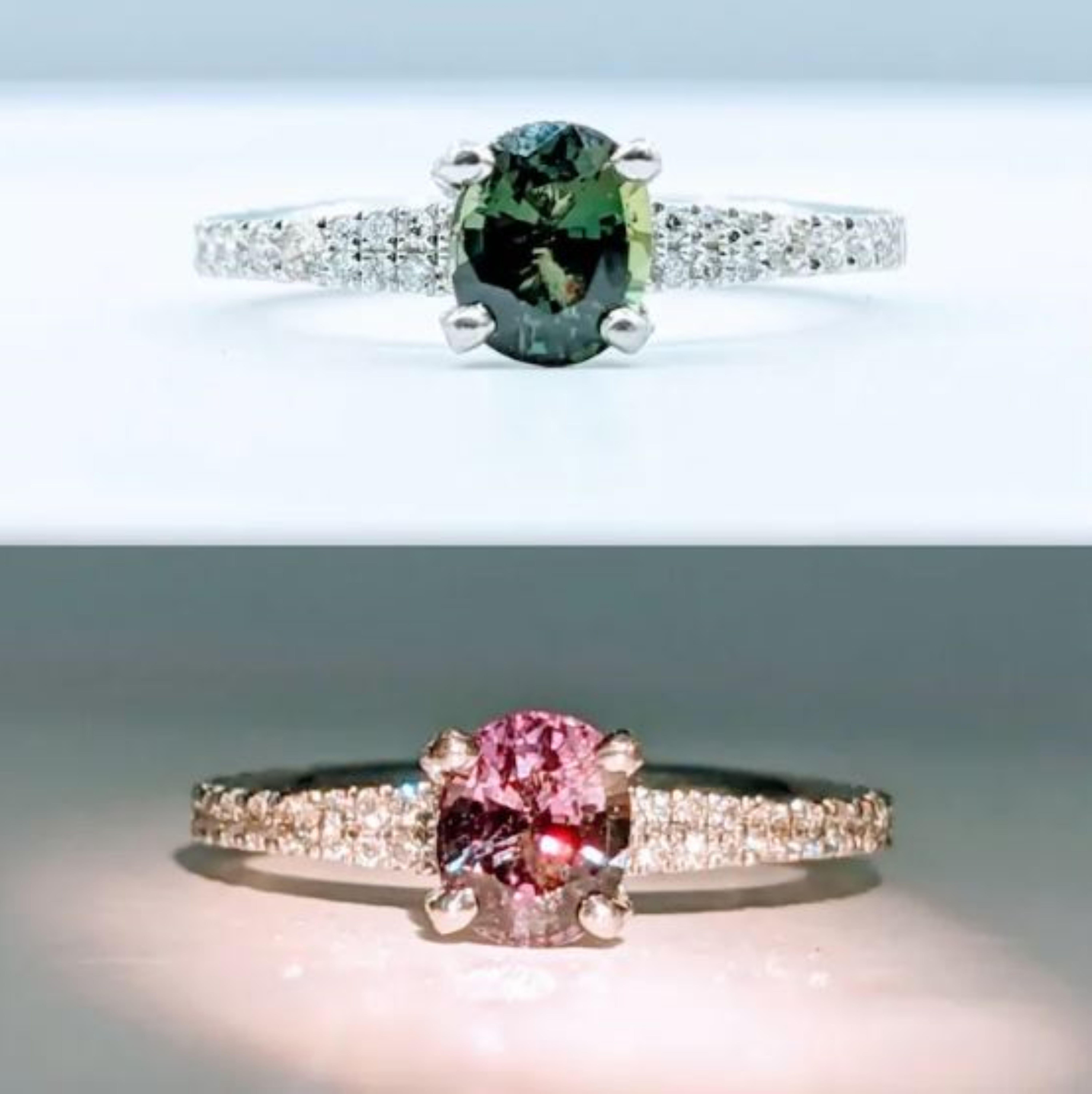 1,20ct Natürlicher Alexandrit & Platin Ring

Dieser exquisite Alexandrit-Ring wurde sorgfältig aus hochwertigem 950pt Platin gefertigt und besticht durch eine faszinierende Kombination aus Eleganz und Brillanz. Die insgesamt 0,53 Karat schillernden