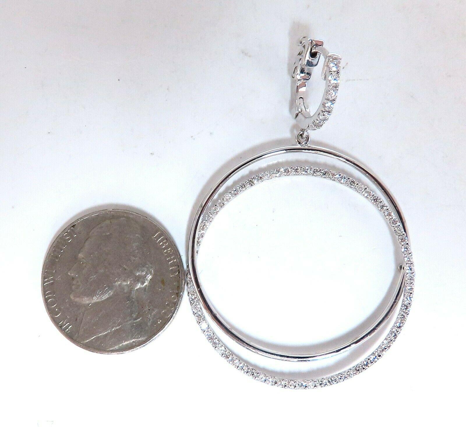 1.20 Carat Natural Diamonds Loop Rings Dangle Earrings 14 Karat Gold In New Condition For Sale In New York, NY