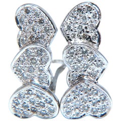 Clips d'oreilles en or 14 carats à trois niveaux en forme de cœur avec diamants naturels de 1,20 carat