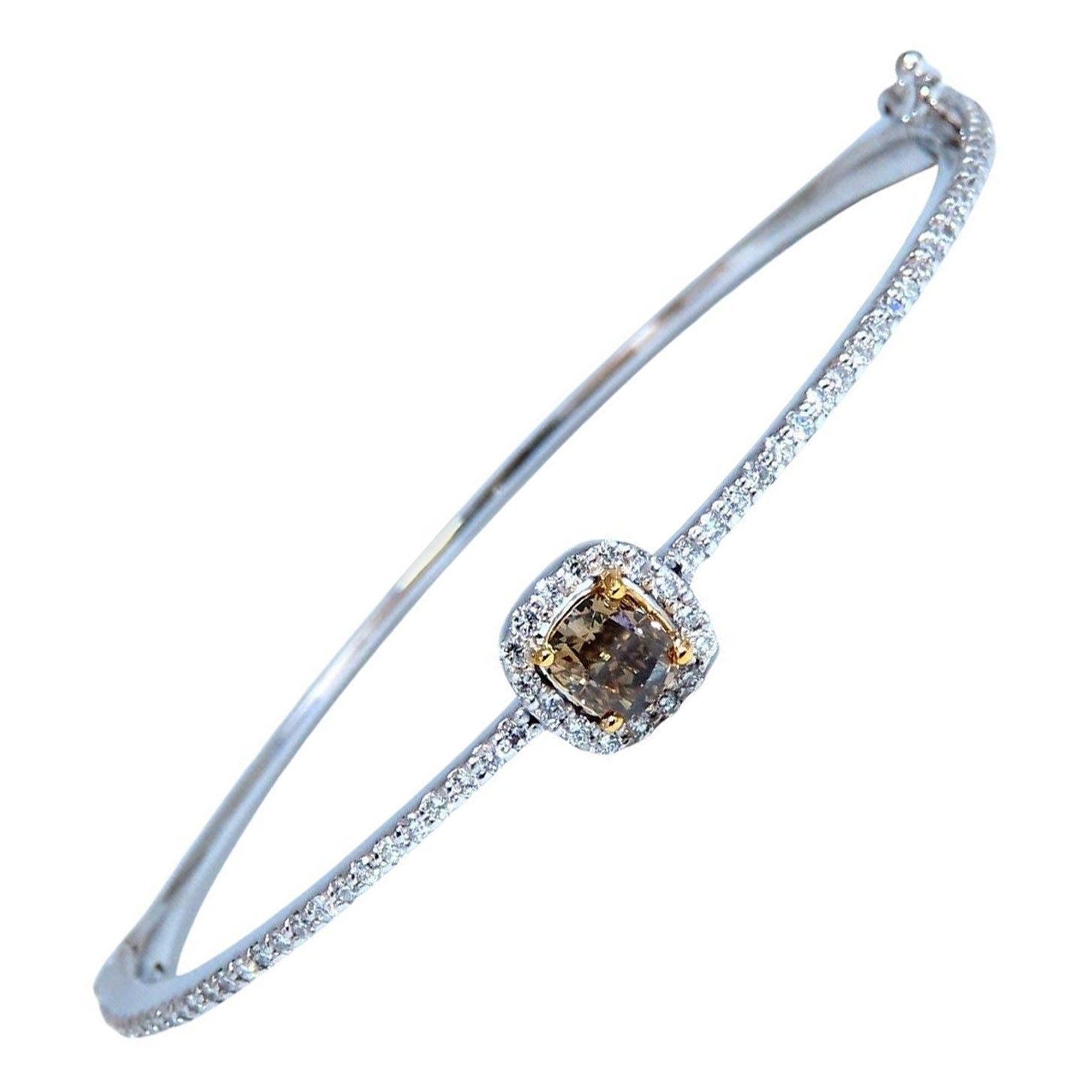 1.20ct Natural Fancy Color Diamonds Bangle Bracelet 14kt Gold Mod Deco Prime* For Sale