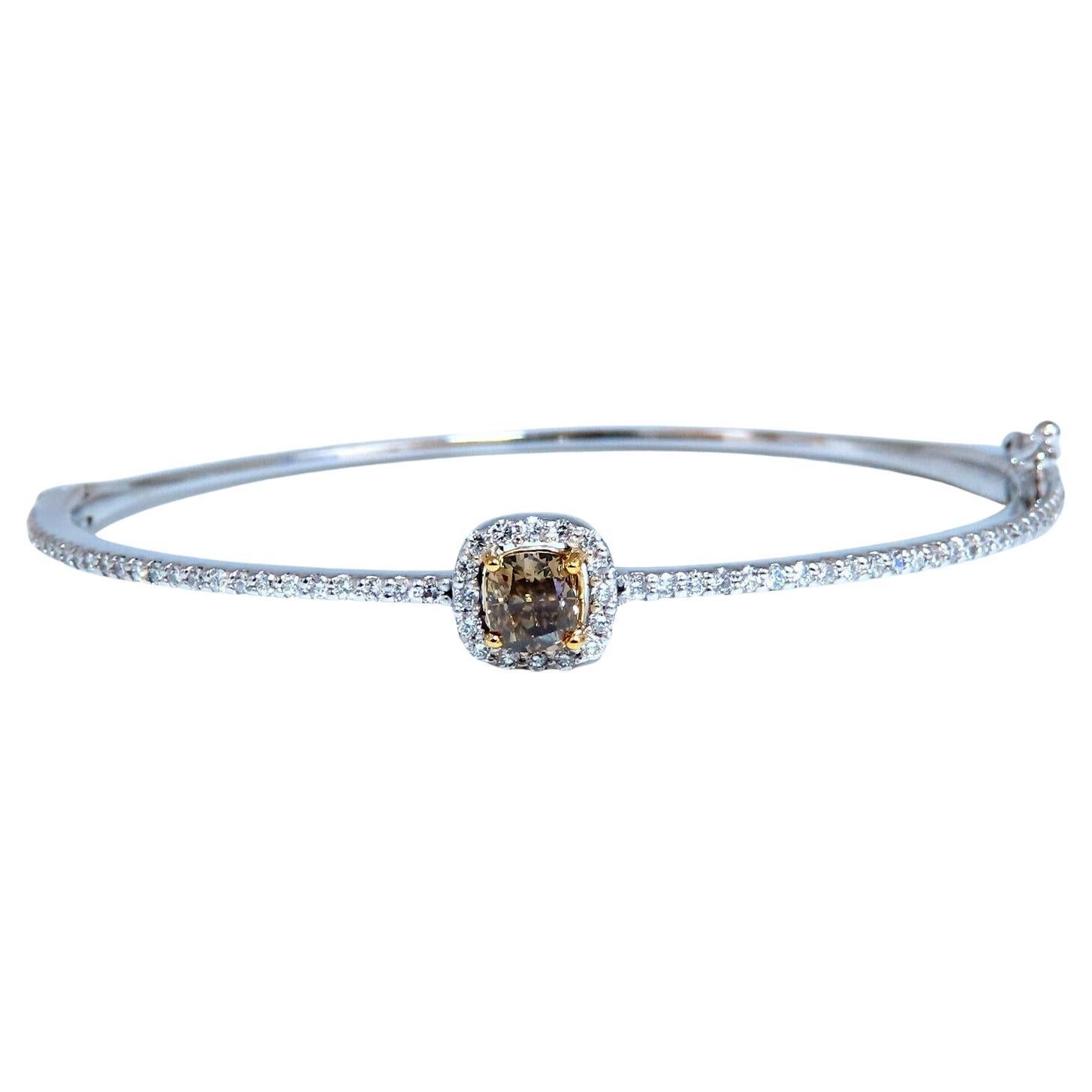1,20 Karat natürliche Fancy Color Diamanten Armreif Armband 14kt Gold Mod Deco Prime im Angebot