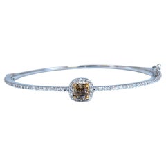Bracelet jonc en or 14 carats avec diamants naturels de couleur fantaisie 1,20 carat, style Mod Deco Prime