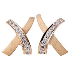 1.20ct. Natural Round Diamond Classic x Earrings 14kt Clip*