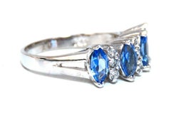 1.20 Carat Natural Tanzanite Diamond Band Ring 14 Karat Gold