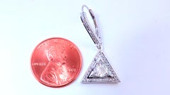 Boucles d'oreilles pendantes « halo » avec diamants naturels taille trilliant de 1,20 ct, en or 14 carats 12640*