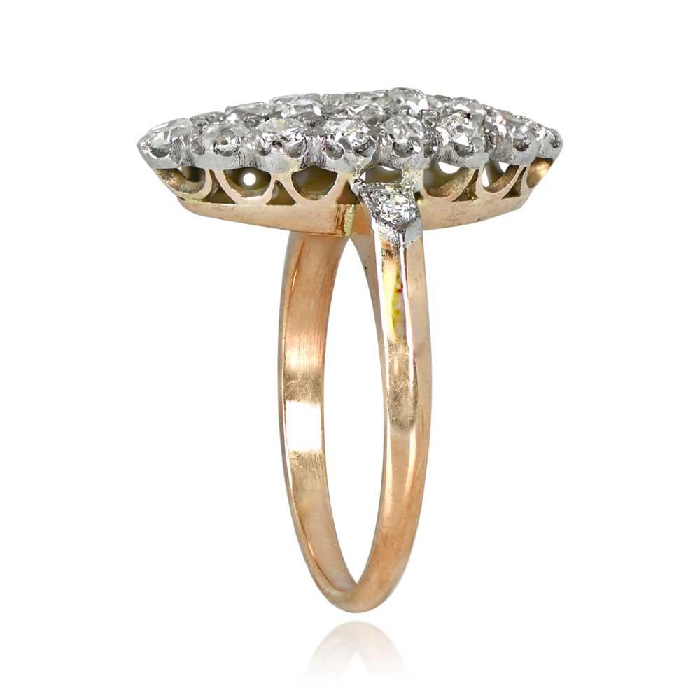 Edwardian 1.20ct Old European Cut Diamond Cocktail Ring, I Color, 18k Yellow Gold For Sale