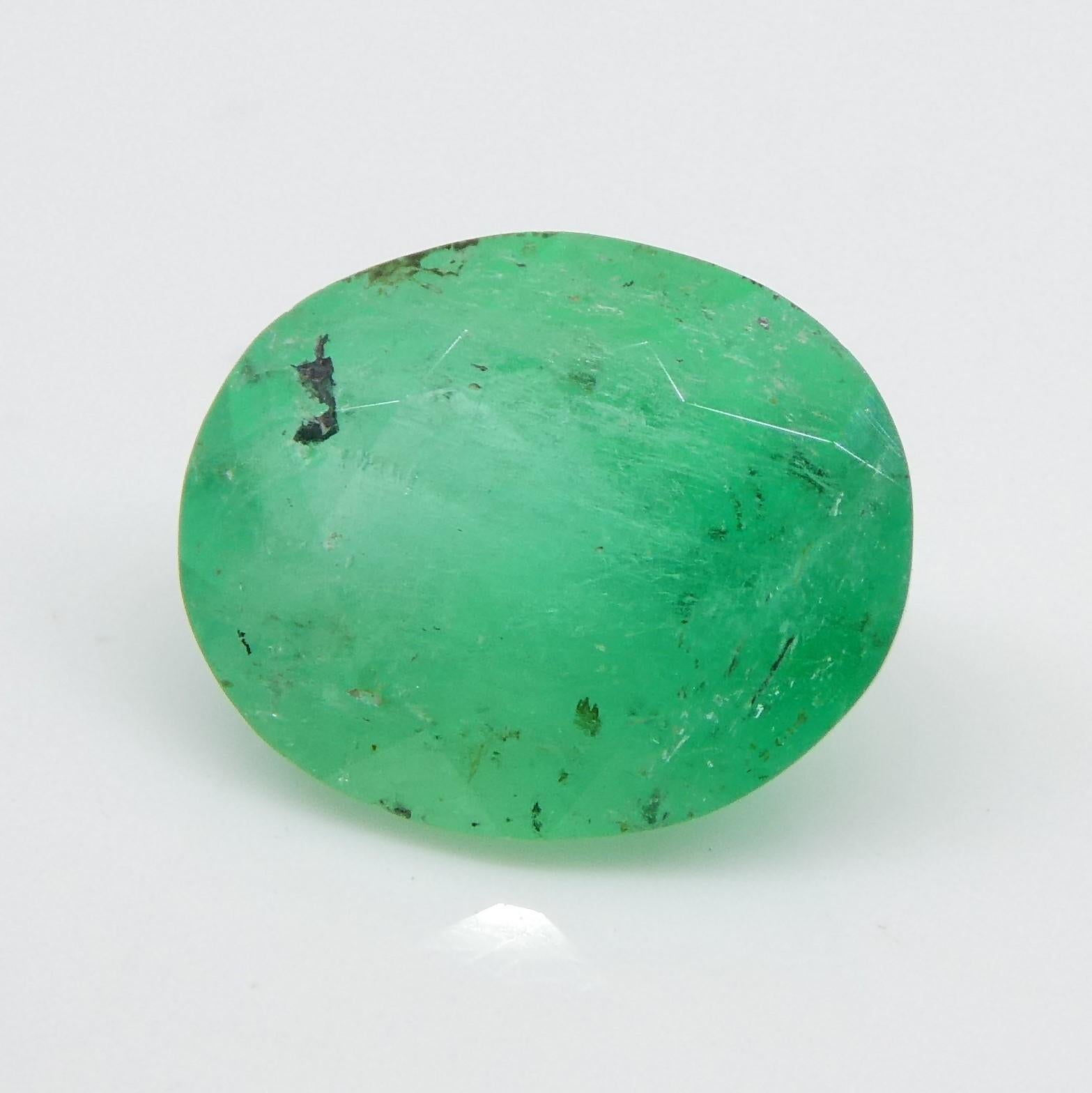 1.20ct Oval Green Emerald from Colombia For Sale 1