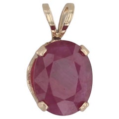 1.20ct Oval Ruby Solitaire Pendant 14k Yellow Gold Small Drop