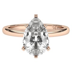 1.20CT Pear Cut Solitaire GH Color I1 Clarity Natural Diamond Wedding Ring