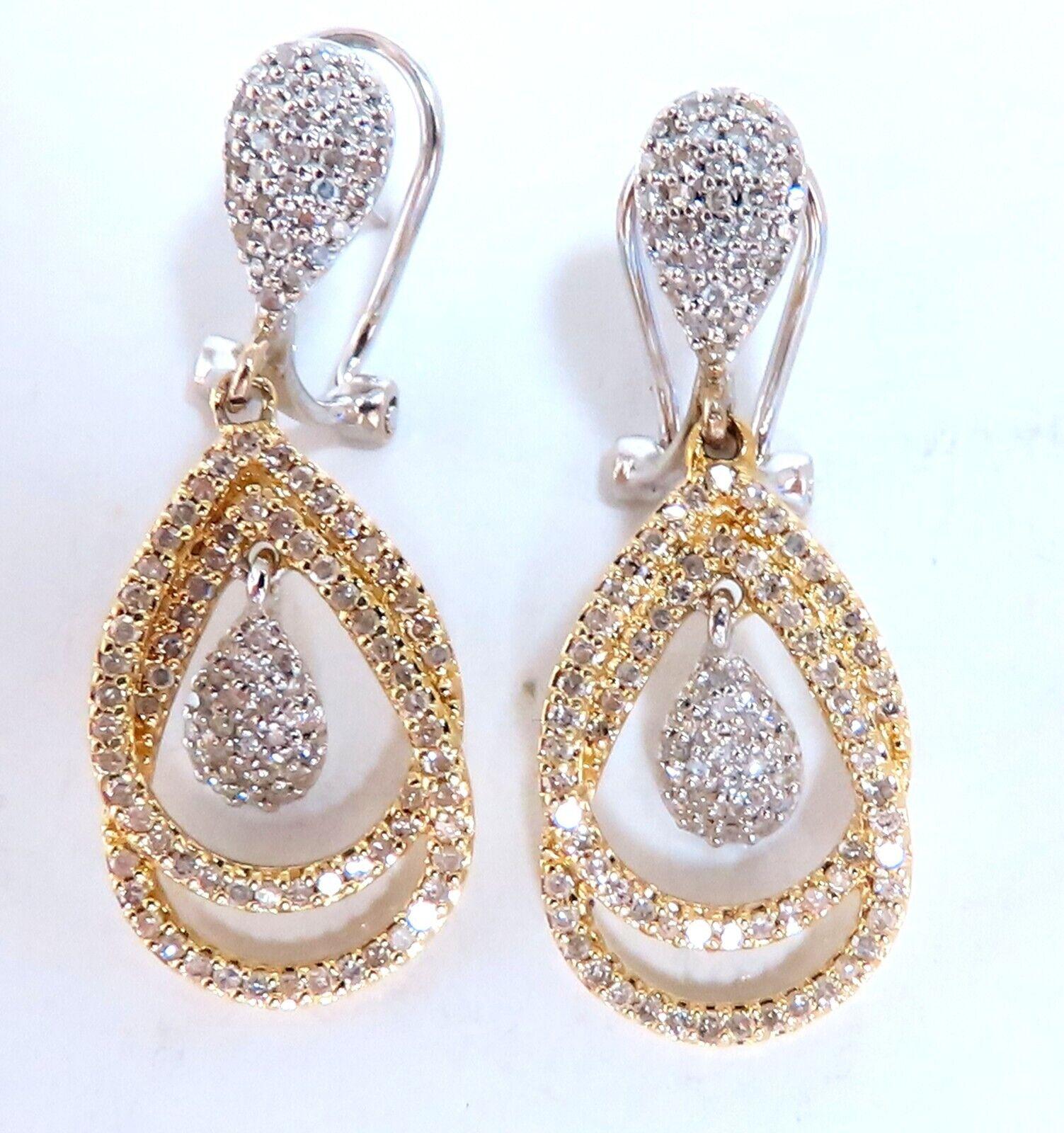 1.20ct Pear Shape Halo Dangle Earrings 14kt In New Condition For Sale In New York, NY