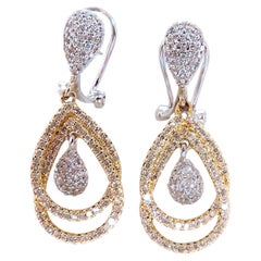 1.20ct Pear Shape Halo Dangle Earrings 14kt