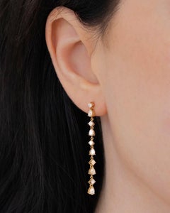 1.20ct Pear Shaped and Round Brilliant Cut Diamond Dangle Earrings