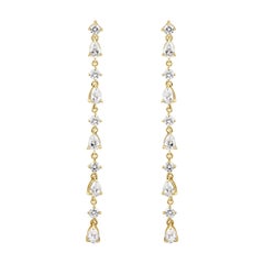 1.20ct Pear Shaped and Round Brilliant Cut Diamond Dangle Earrings