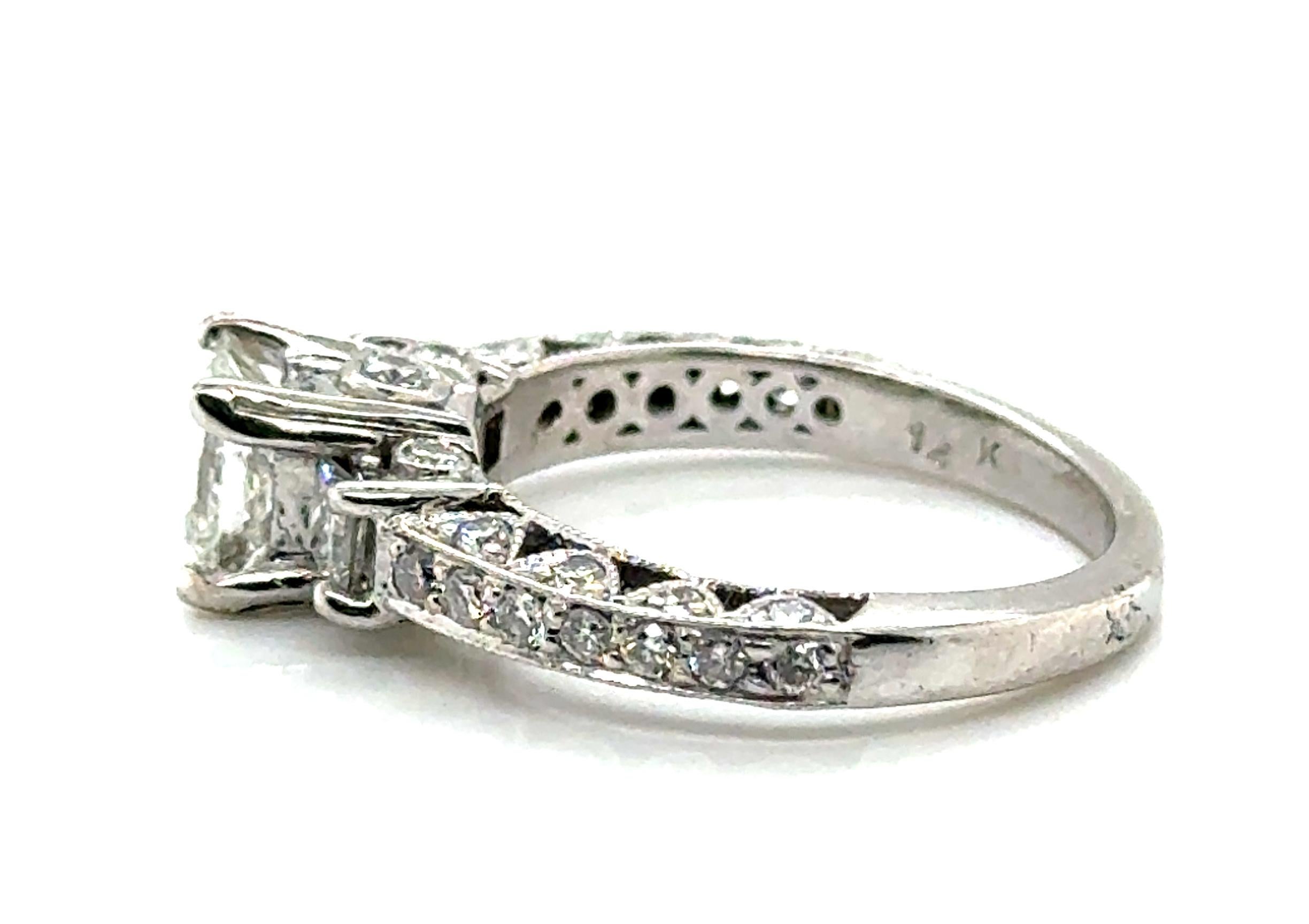 Women's 1.20ct Princess Cut Diamond Ring I VS2 GIA 14K Famous Designer Mined Diamonds For Sale