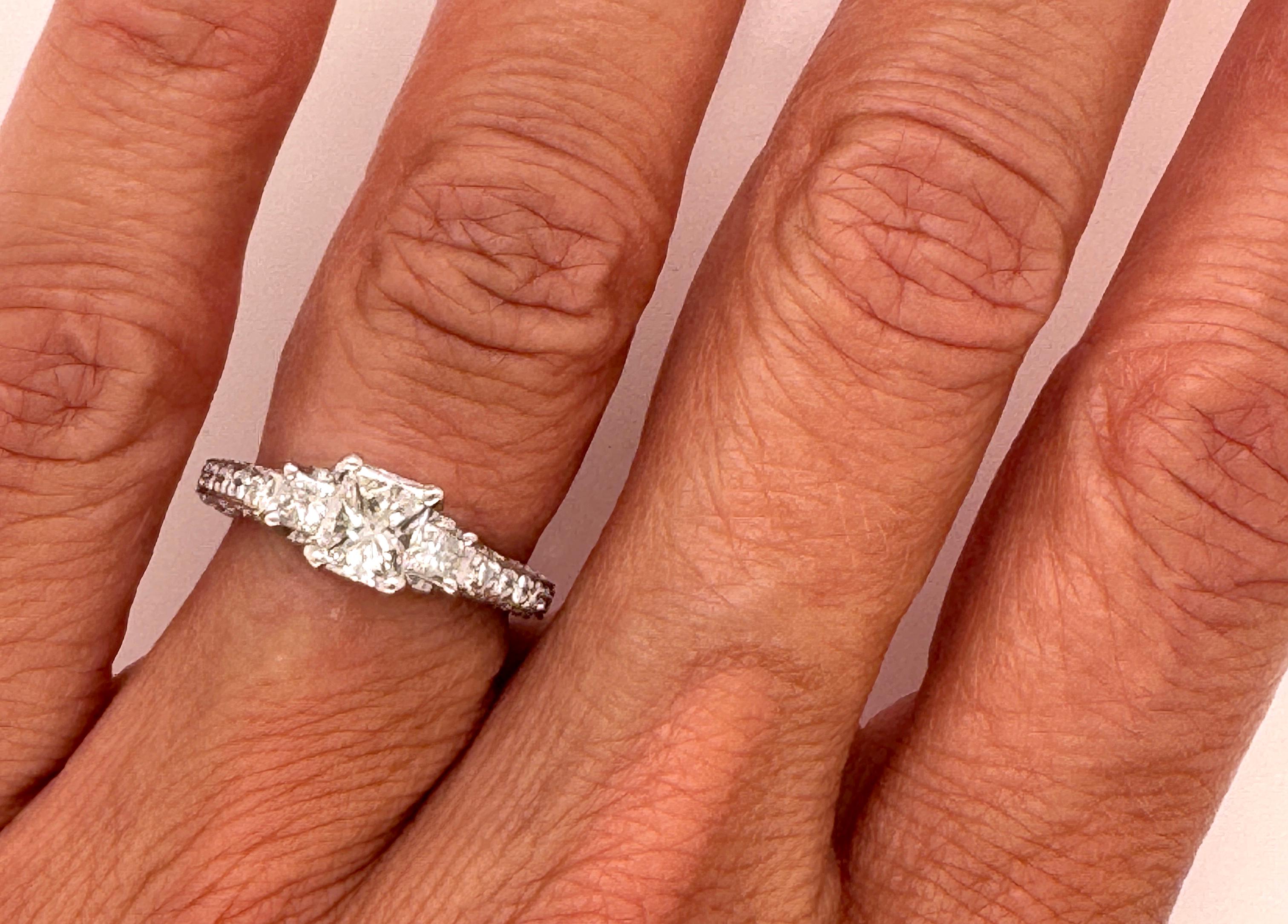 1.20ct Princess Cut Diamond Ring I VS2 GIA 14K Famous Designer Mined Diamonds For Sale 3