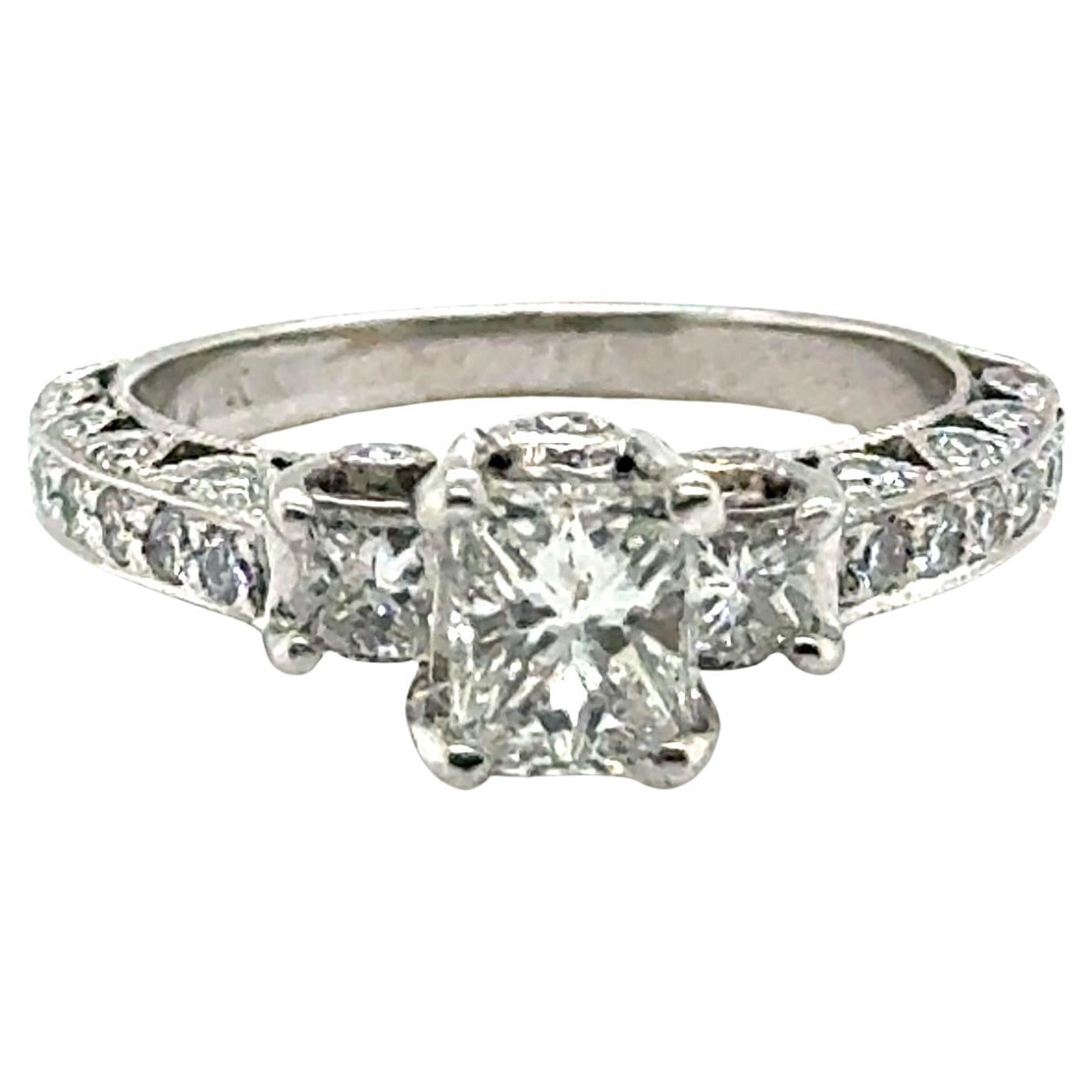 1.20ct Princess Cut Diamond Ring I VS2 GIA 14K Famous Designer Mined Diamonds For Sale