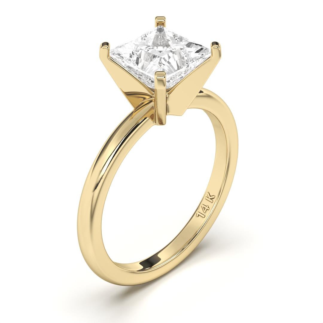 1.20CT Princesse Coupe Solitaire GH Couleur SI Clarté Diamant naturel Bague de mariage  en vente 5