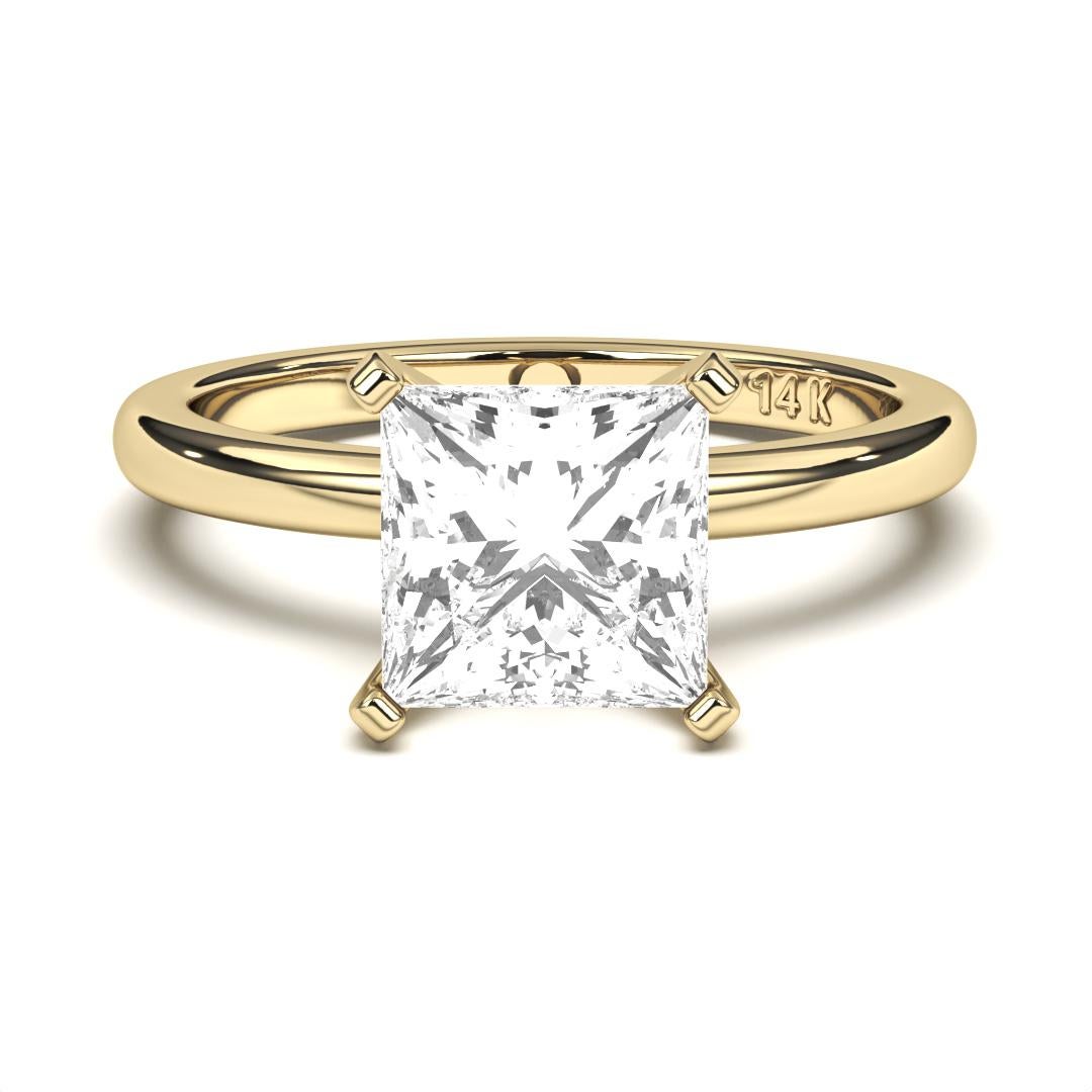 1.20CT Princesse Coupe Solitaire GH Couleur SI Clarté Diamant naturel Bague de mariage  en vente 7