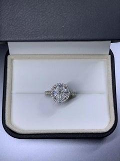 Used 1.20ct Round and marquise diamond engagement ring pendant in 18k white gold.