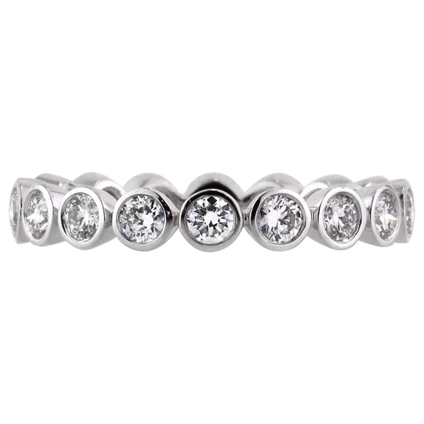 1.20ct Round Brilliant Cut Diamond Bezel Set Eternity Band in 18k White Gold