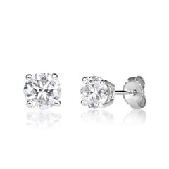 Orecchini con diamanti tondi taglio Brilliante da 1,20 carati in oro bianco 14k