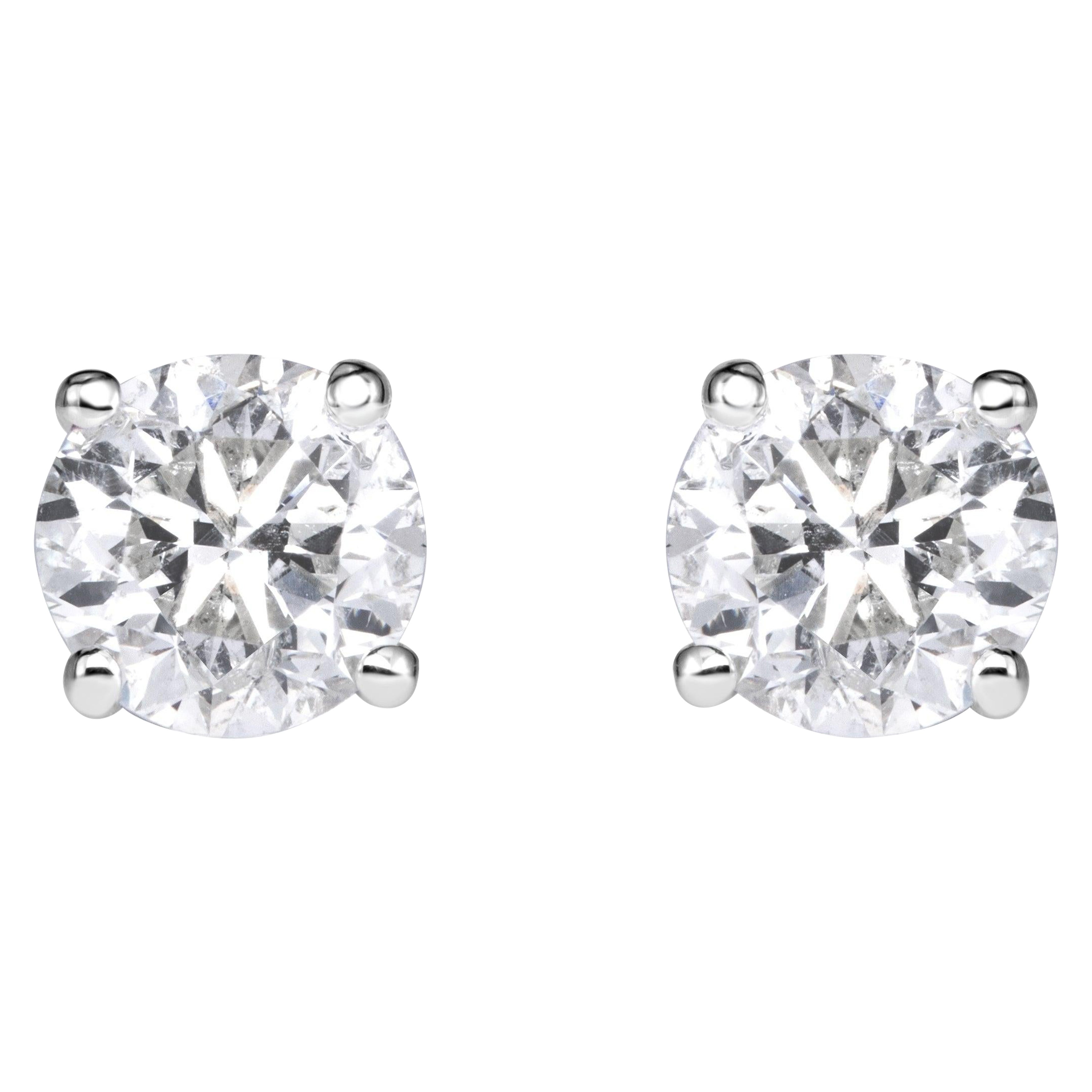 1.20ct Round Brilliant Cut Diamond Stud Earrings in 14k White Gold