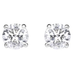 1.20ct Round Brilliant Cut Diamond Stud Earrings in 14k White Gold