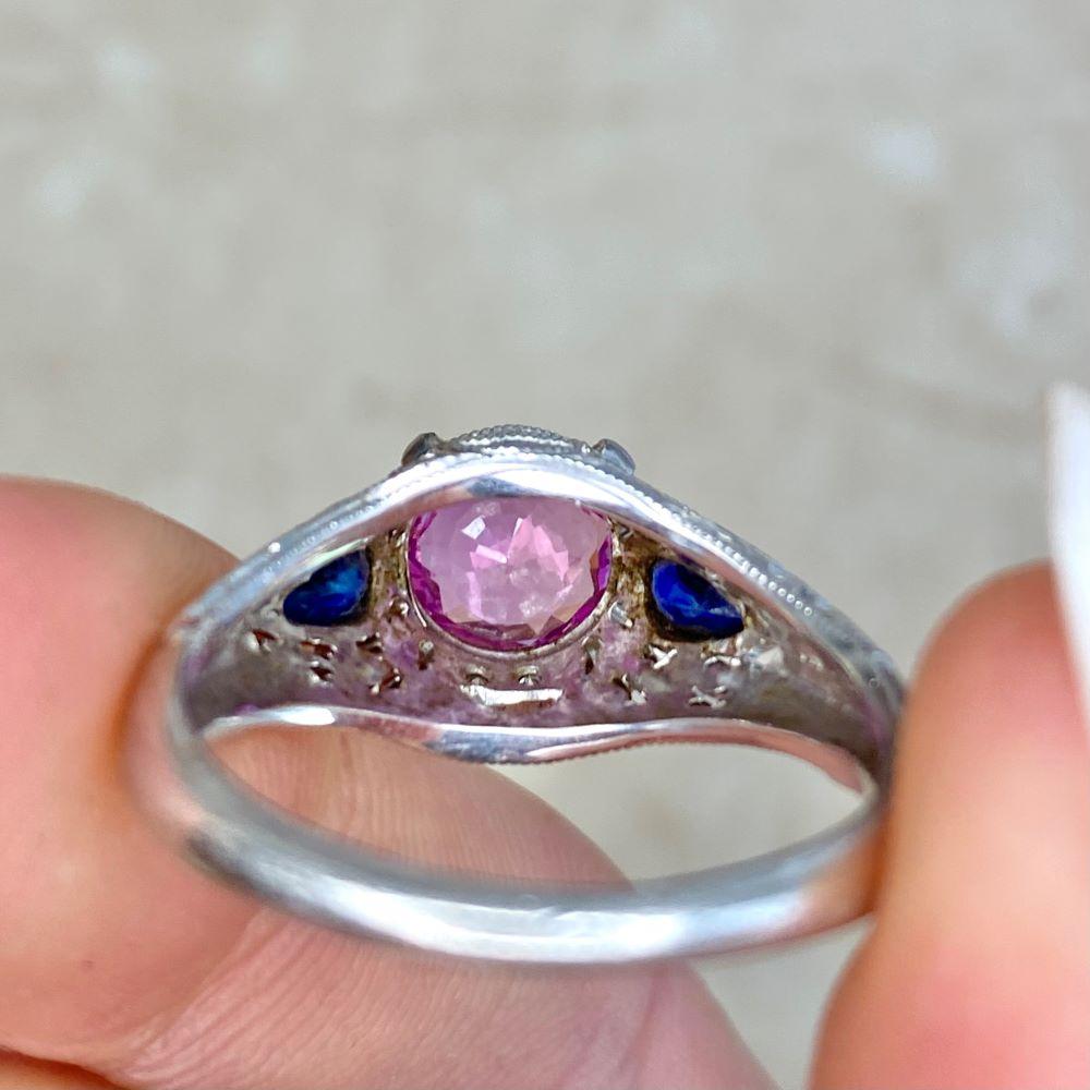1.20ct Round Cut Pink Sapphire Engagement Ring, Platinum For Sale 6