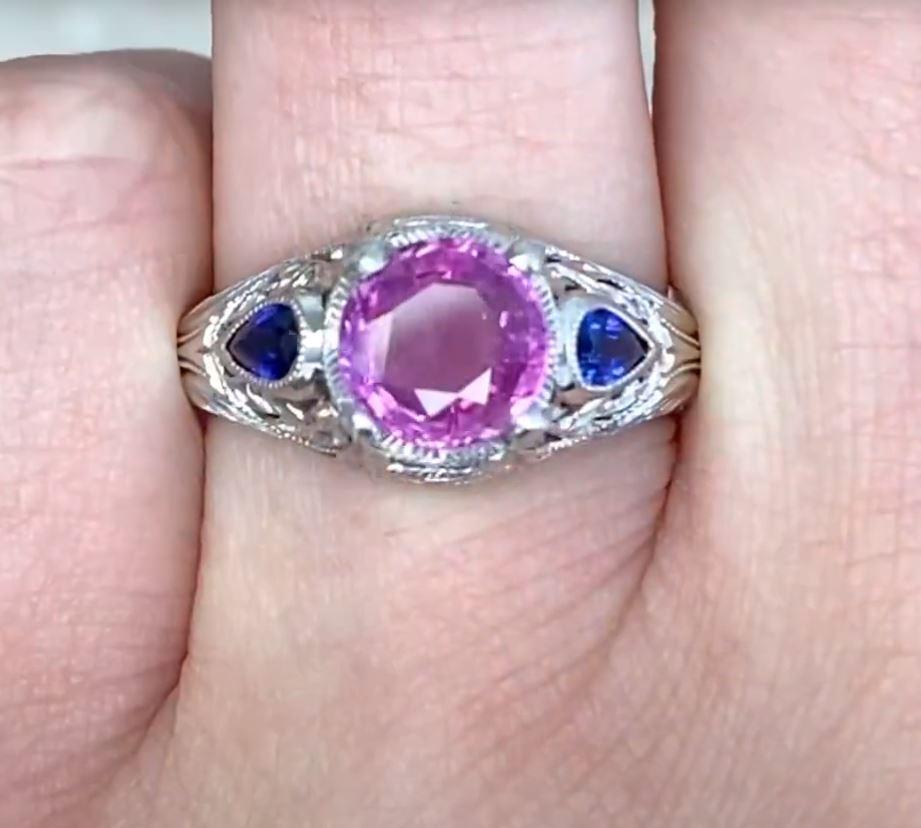 Women's 1.20ct Round Cut Pink Sapphire Engagement Ring, Platinum