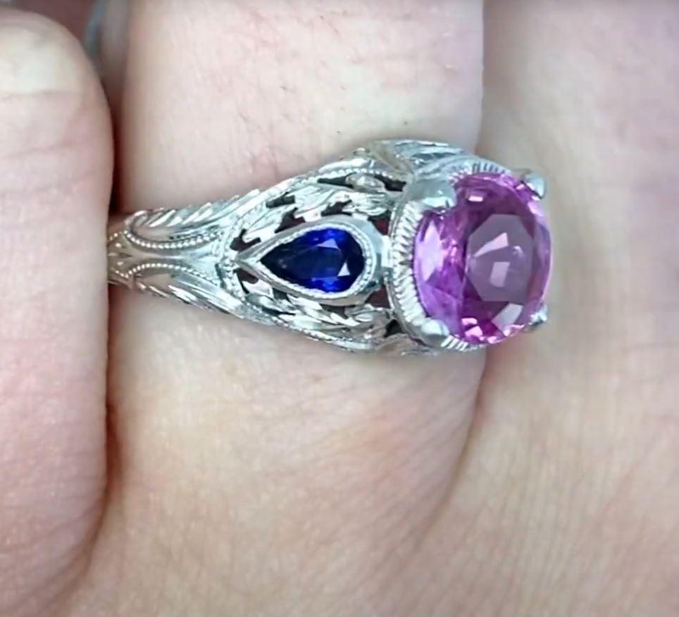 1.20ct Round Cut Pink Sapphire Engagement Ring, Platinum 1