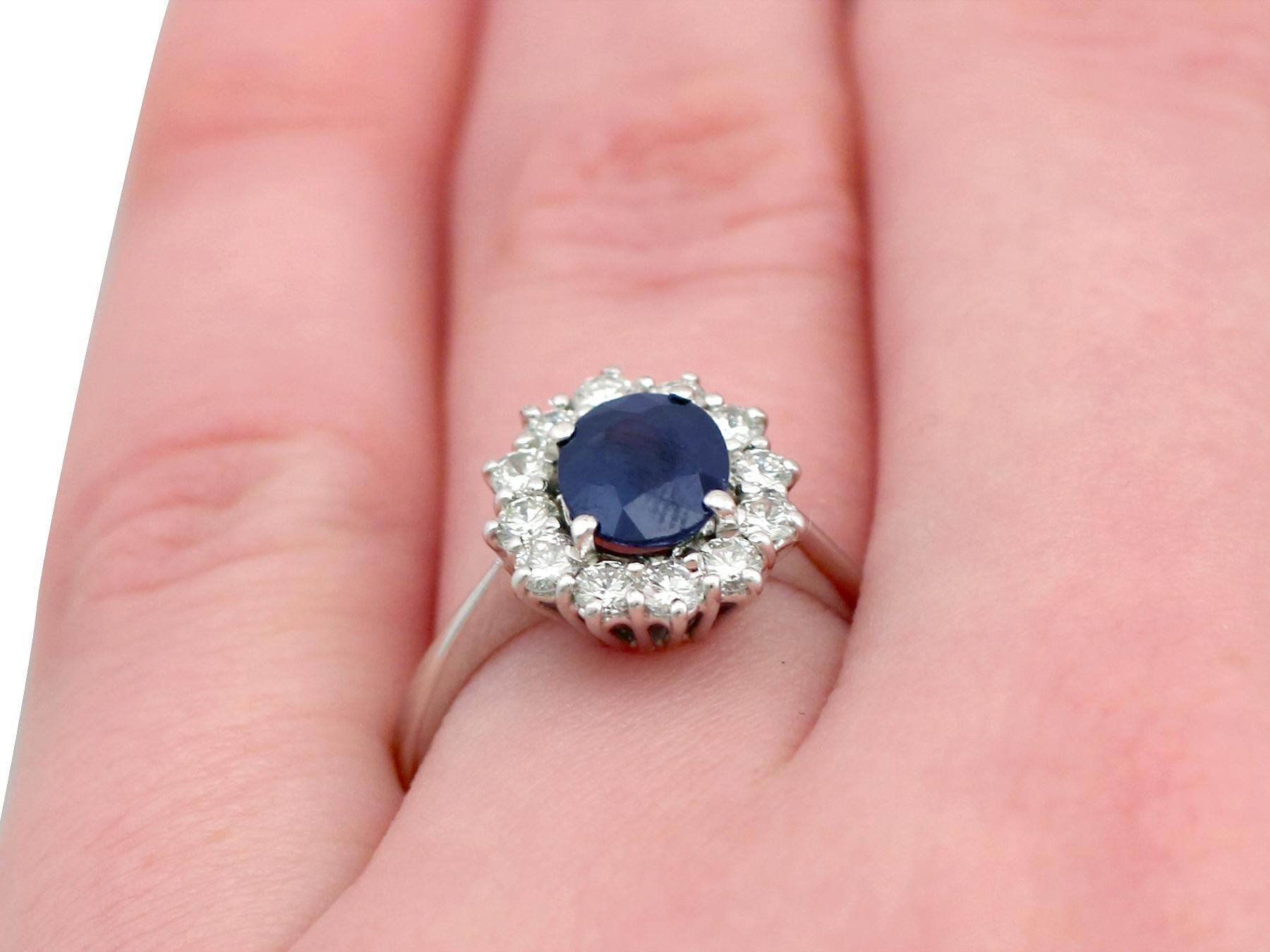 1.20 Carat Sapphire Diamond White Gold Cluster Ring, Vintage 4