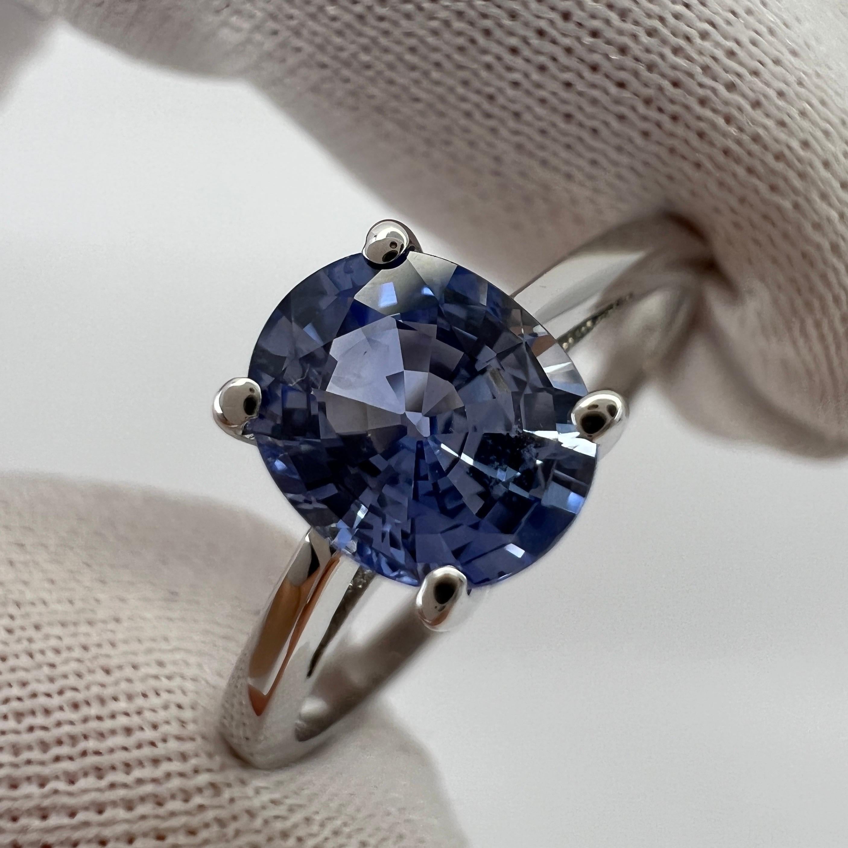 1.20ct Vivid Light Blue Ceylon Sapphire Oval Cut 18k White Gold Solitaire Ring For Sale 3